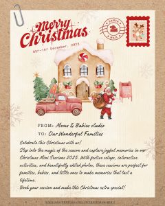 Green Brown and Red Retro Vintage Envelope Merry Christmas Greet