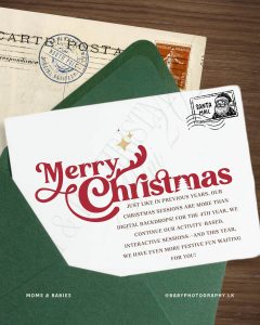 Green Brown and Red Retro Vintage Envelope Merry Christmas Greet